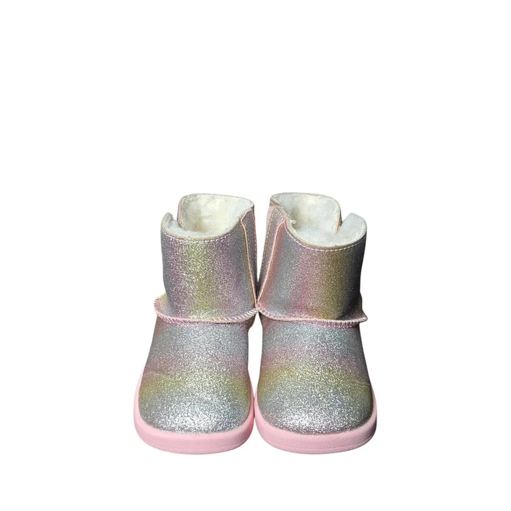 UGG Toddler Girls Glitter Boots Size 4/5 Pink Rainbow Iridescent Cozy